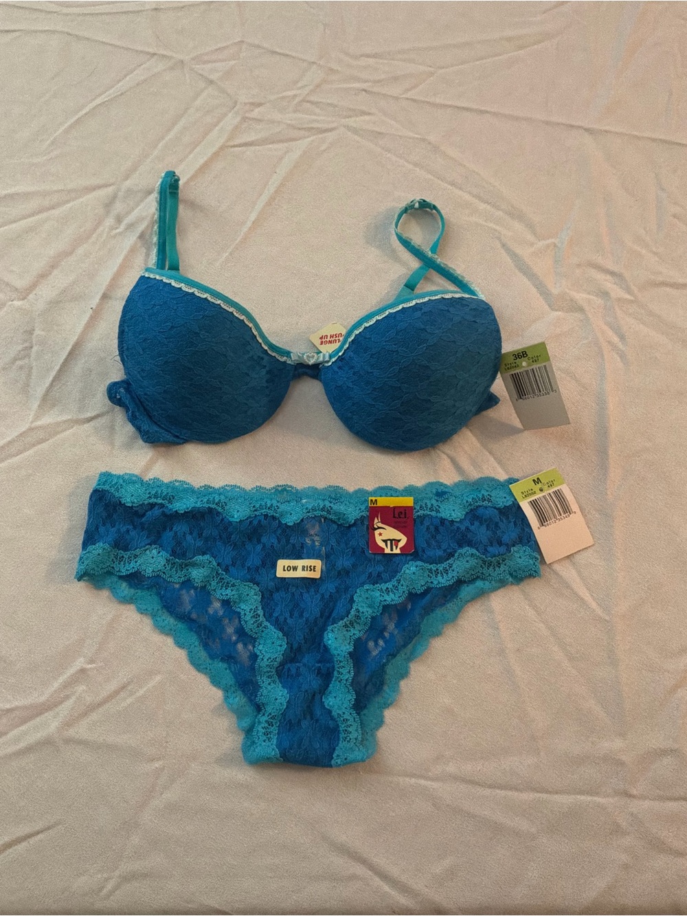 ******* lei Teal Lace Bra and Matching Panty Set b2 *******